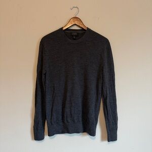 Men's S 100% Merino Wool Crew Neck Sweater Charcoal Grey Old Money Luxe Timeless